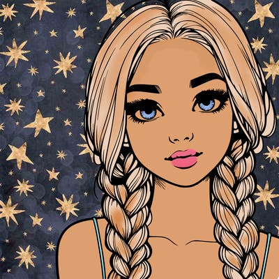 realistic girl with braids