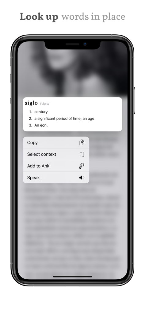 moti app word definition popup with add to anki and speak options