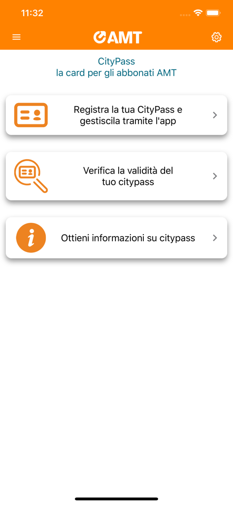 AMT Genova app interface for CityPass registration and verification