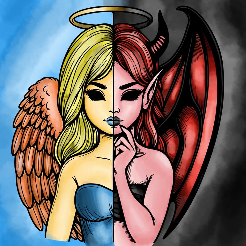 realistic angel half demon