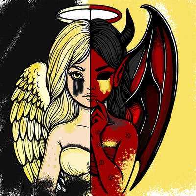 realistic angel half demon