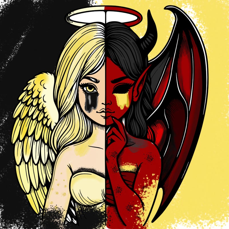 realistic angel half demon