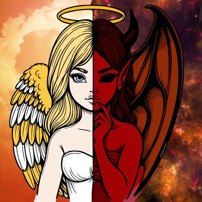 realistic angel half demon