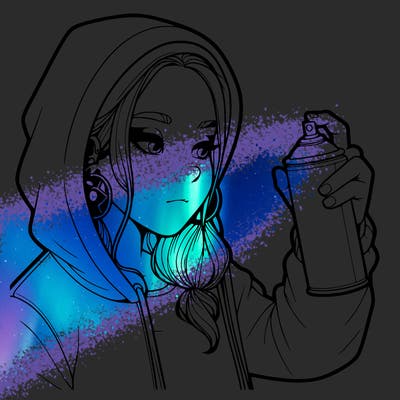 a realistic girl, spray painting