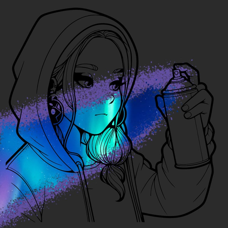 a realistic girl, spray painting