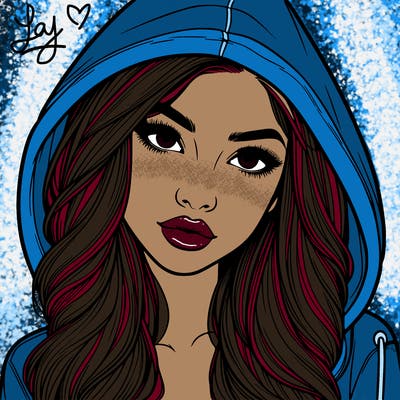 realistic beautiful girl with a hood on