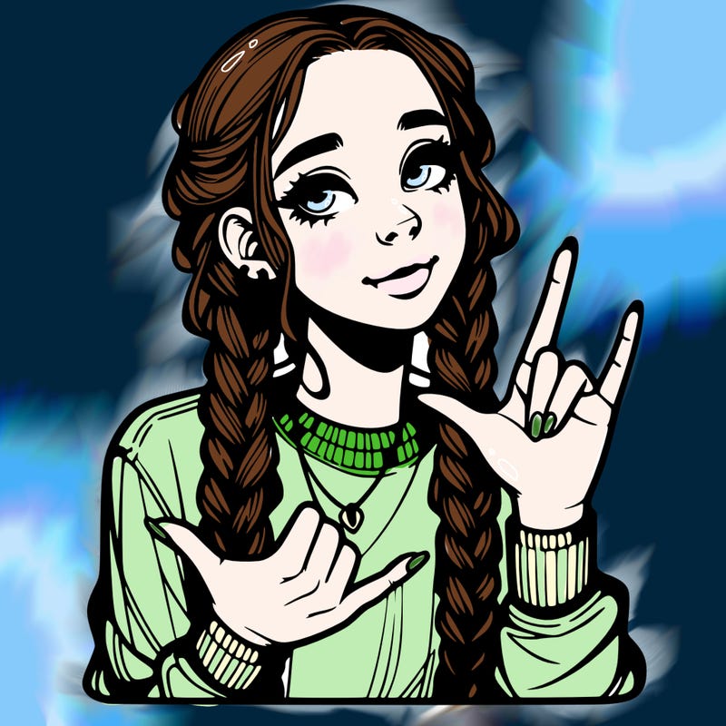 realistic teenage girl with braids doing 🫰