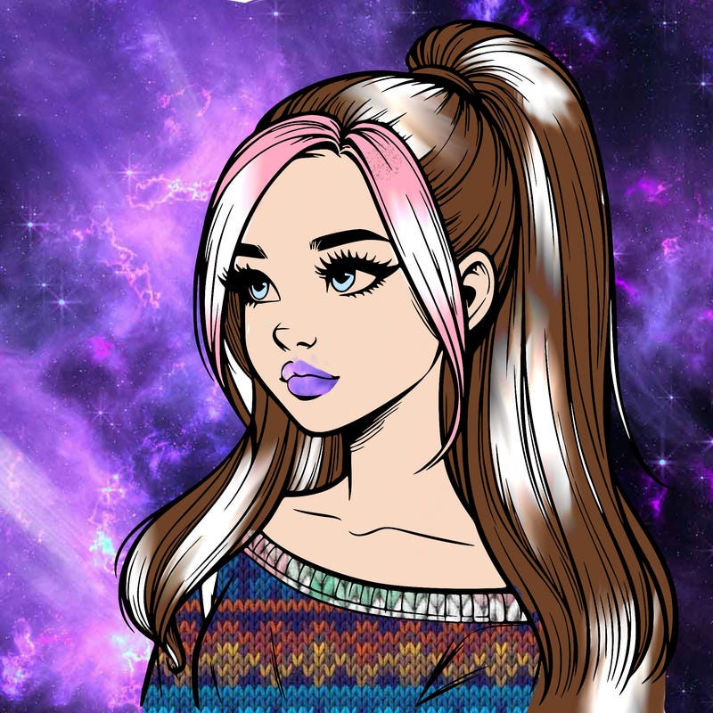 realistic girl with a high ponytail