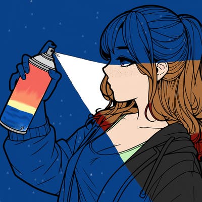 a realistic girl spray, painting