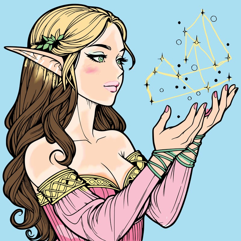 realistic elf girl doing magic