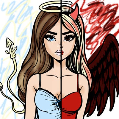 devil vs angel realistic girl