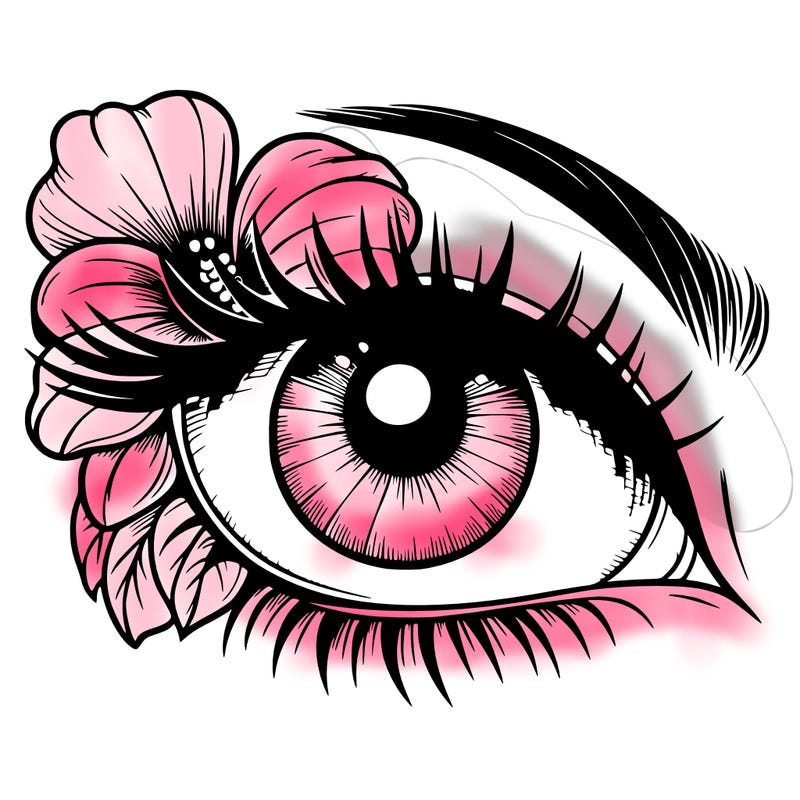 realistic eye with flower
