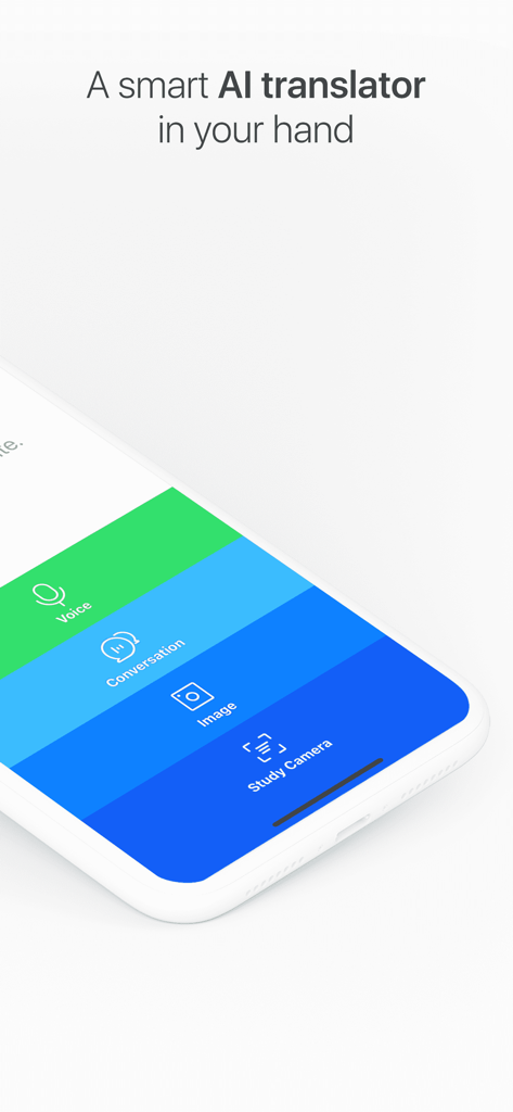 Interfaccia dell'app Naver Papago che mostra le funzioni di conversazione vocale, immagine e traduzione tramite fotocamera di studio