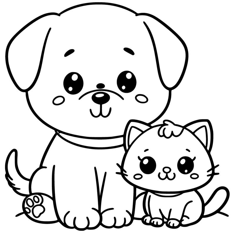 baby dog with a baby cat