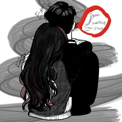 realistic girl hugging boyfriend from back