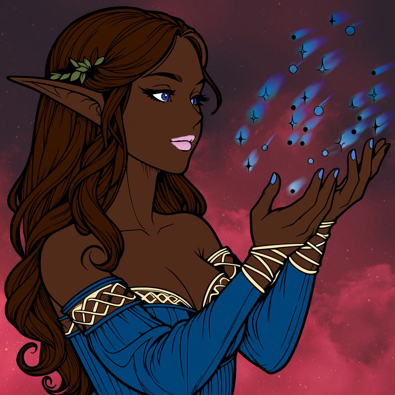 realistic elf girl doing magic