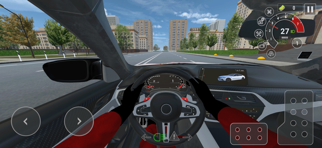 Drive World : Drift Car Racing - First-person car interior view with realistic dashboard in Drive World Drift Car Racing