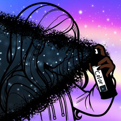 a realistic girl spray painting