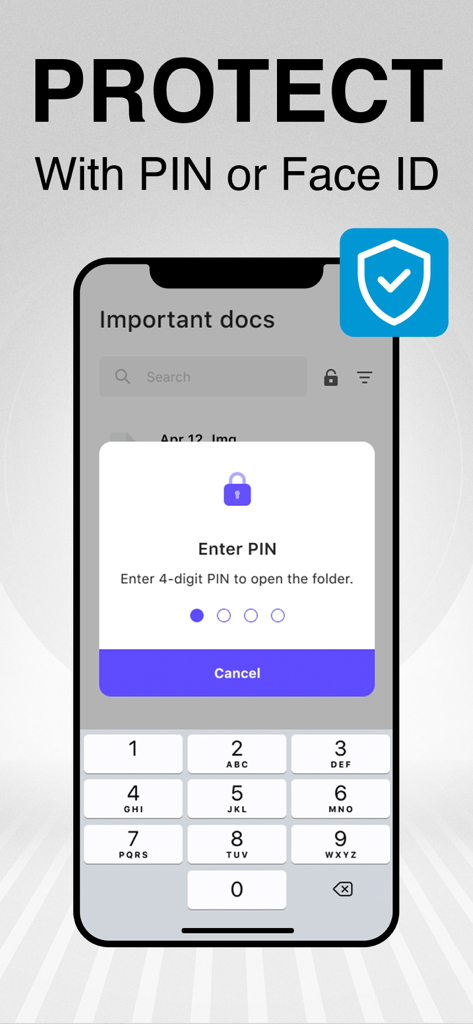 PDF Doc Scanner: Scan Cloud - Proteja seus documentos escaneados com um PIN ou Face ID no Scan Cloud