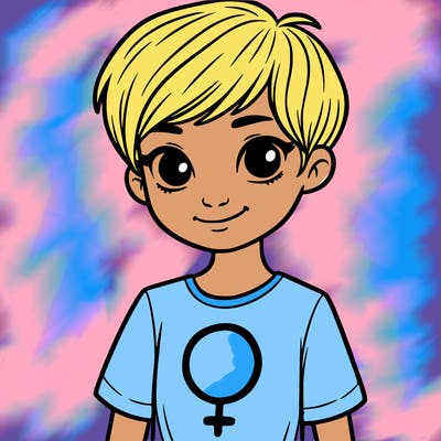 girl with pixie cut and feminist shirt