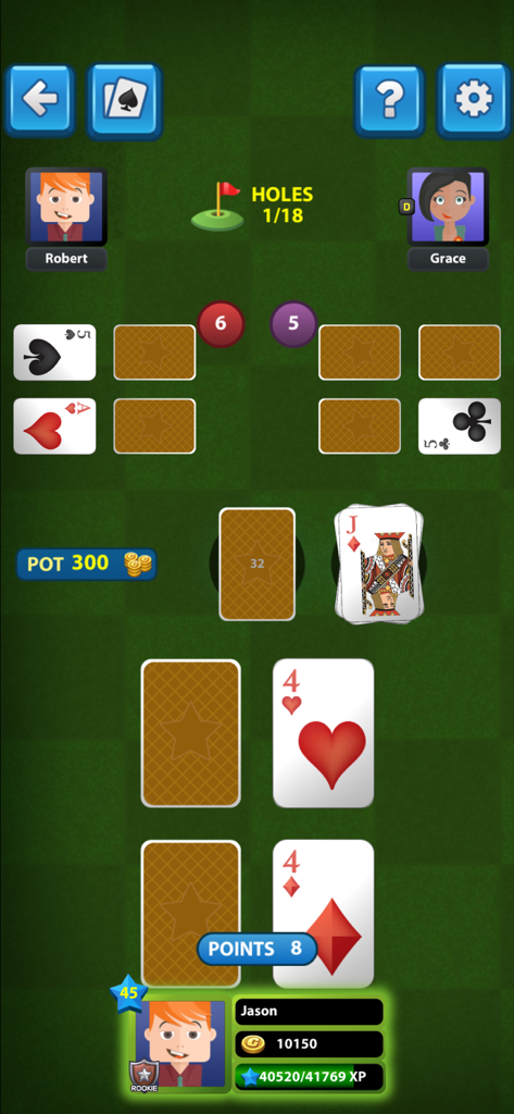 Golf Card Game Classic - Golf Card Game Classic gameplay interface showing player avatars and card matches