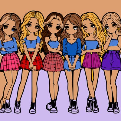 a group of girls realistic