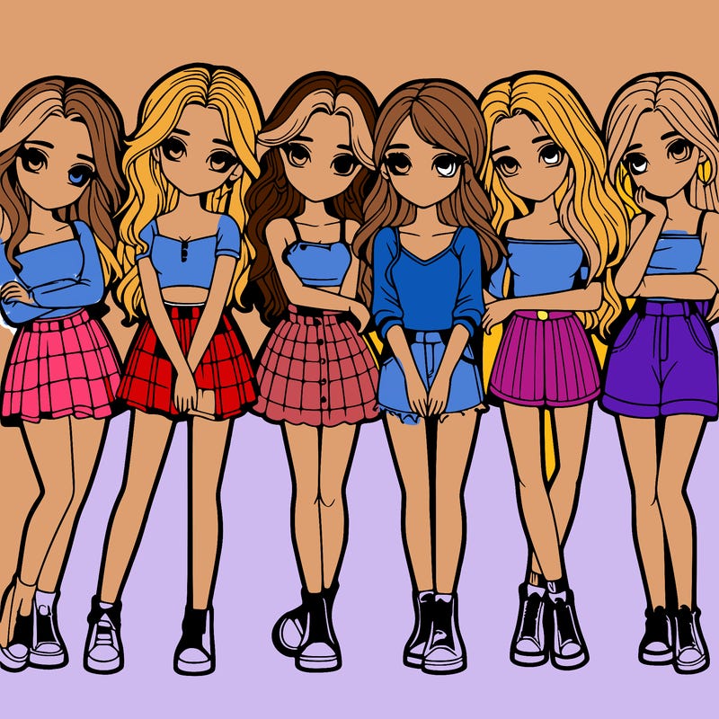 a group of girls realistic