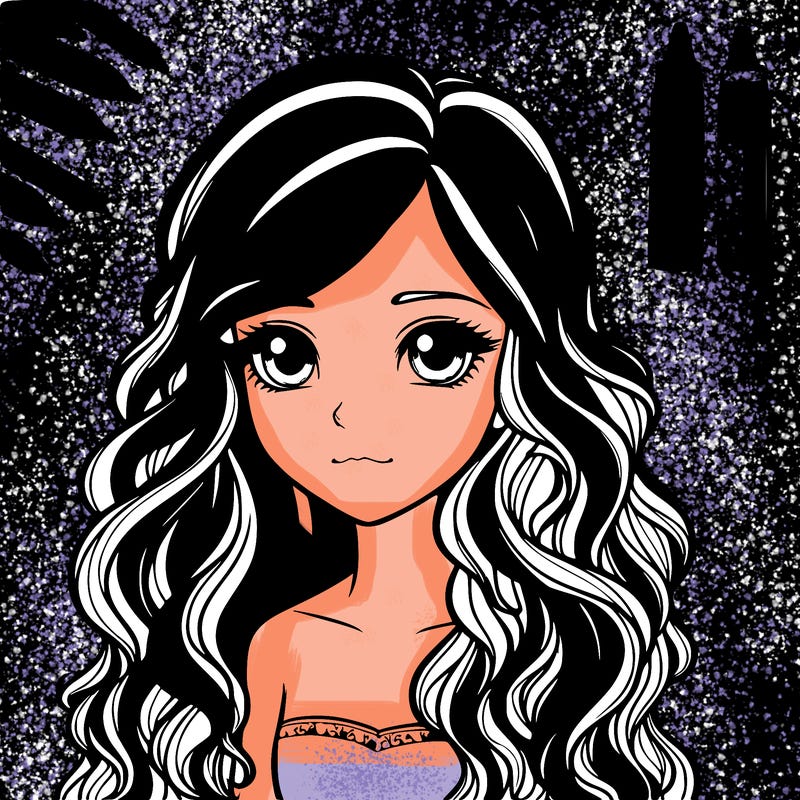realistic girl with wavy hair