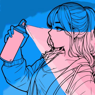 a realistic girl spray, painting