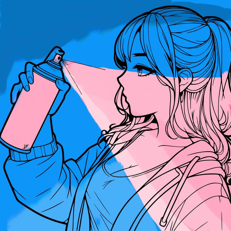 a realistic girl spray, painting