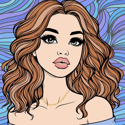 realistic girl with wavy hair and lips