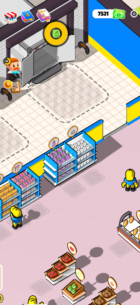 My Delivery Mart - In-game view of My Delivery Mart showing grocery aisles and workers