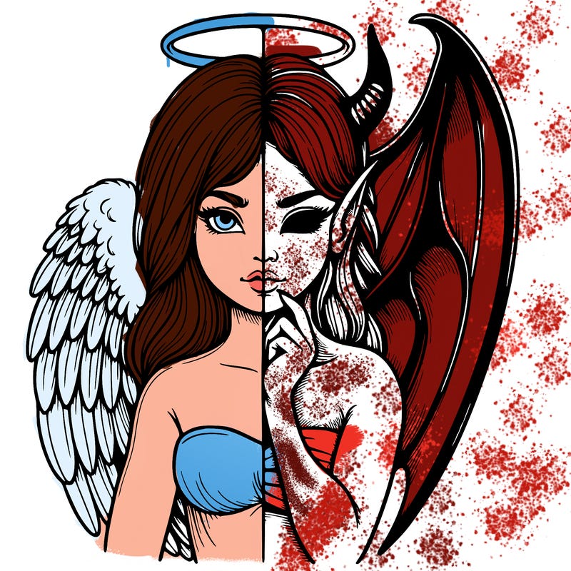 realistic angel half demon