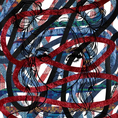 realistic girl with two buns in hair and lips