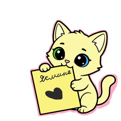 a small cat with a blank sheet of paper in its hand. the cat is sooooooo cute!