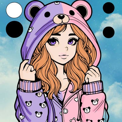 realistic girl in a animal pjs hoodie