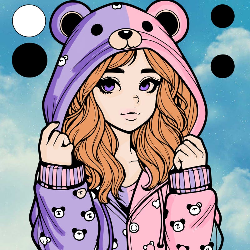 realistic girl in a animal pjs hoodie