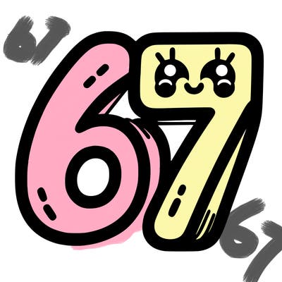 the numbers 67