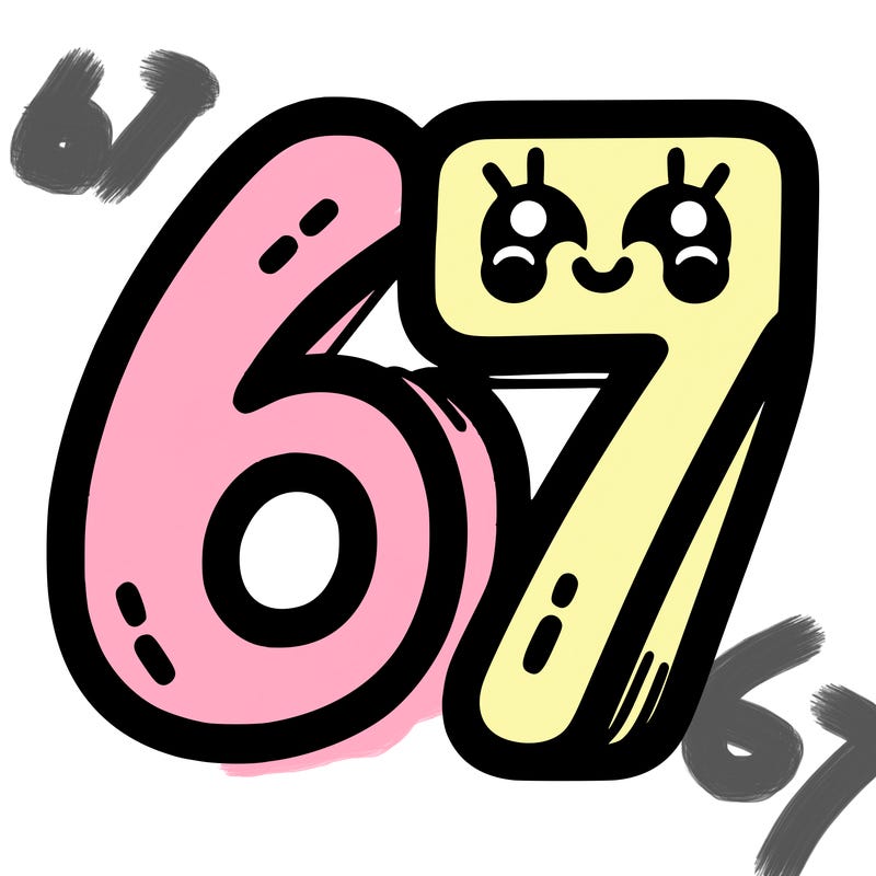 the numbers 67