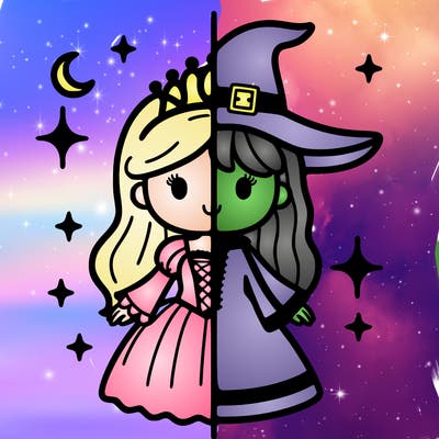 split princess and witch
