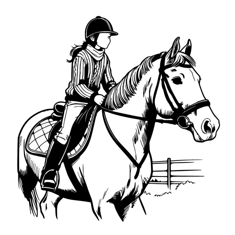 realistic horse girl riding