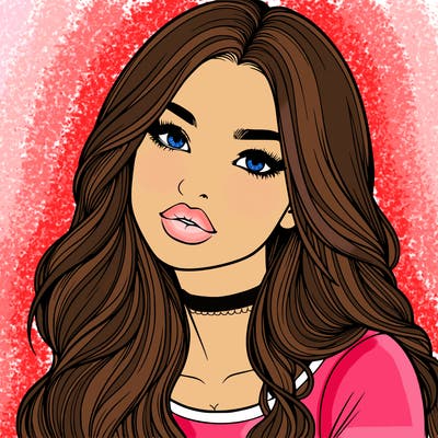 realistic girl with hair on her hair and lips