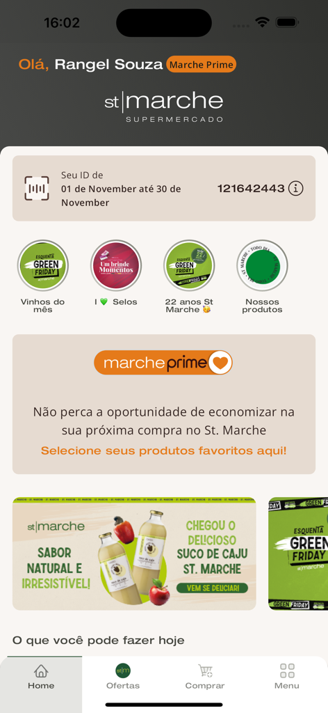 St Marche grocery app home screen showing personalized offers and loyalty program dashboard
