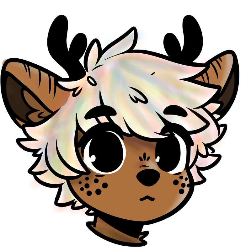 a humanoid deer with soft fluffy ears