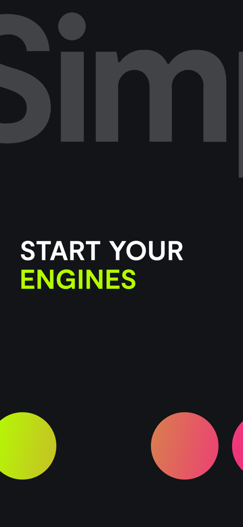 Simplii Financial - Simplii Financial Mobile App Startbildschirm mit dem Text Start Your Engines