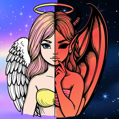 realistic angel half demon