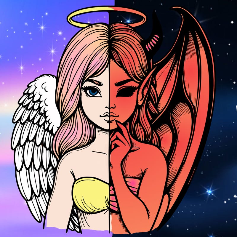 realistic angel half demon