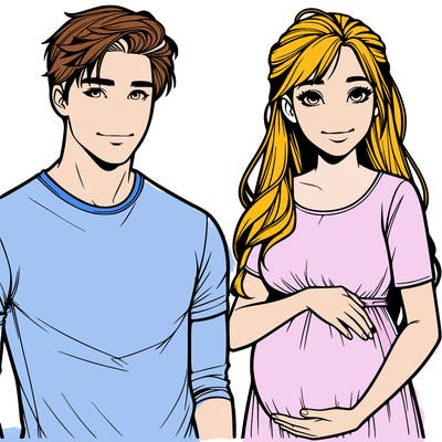 realistic teenage couple with a kid and the mom is pregnant