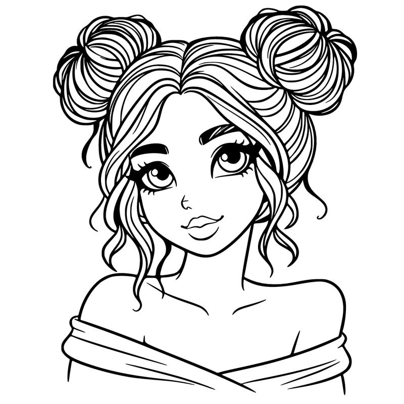 beautiful woman with hair buns