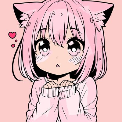 shy anime catgirl